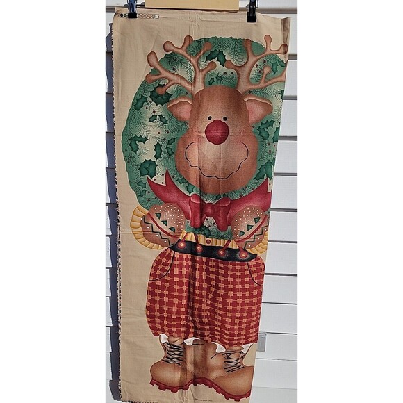 Lot of 4 Door Panels Daisy Kingdom Santa Wreath Snowman Homespun Fabric Sewing - Picture 8 of 10